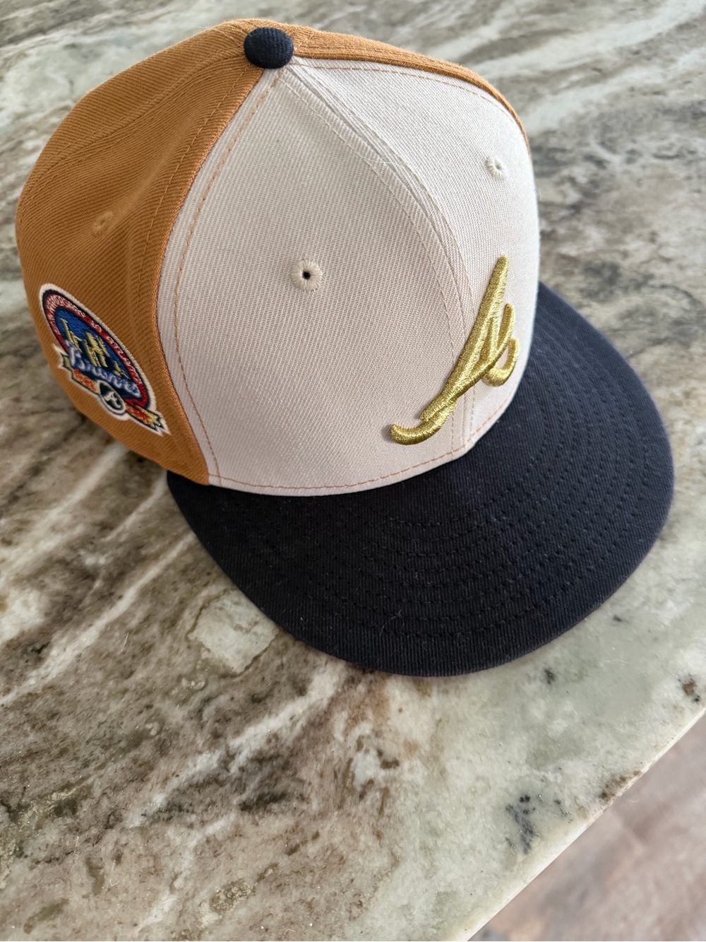 Three-Tone Men's Baseball Cap - Cream, Tan & Black